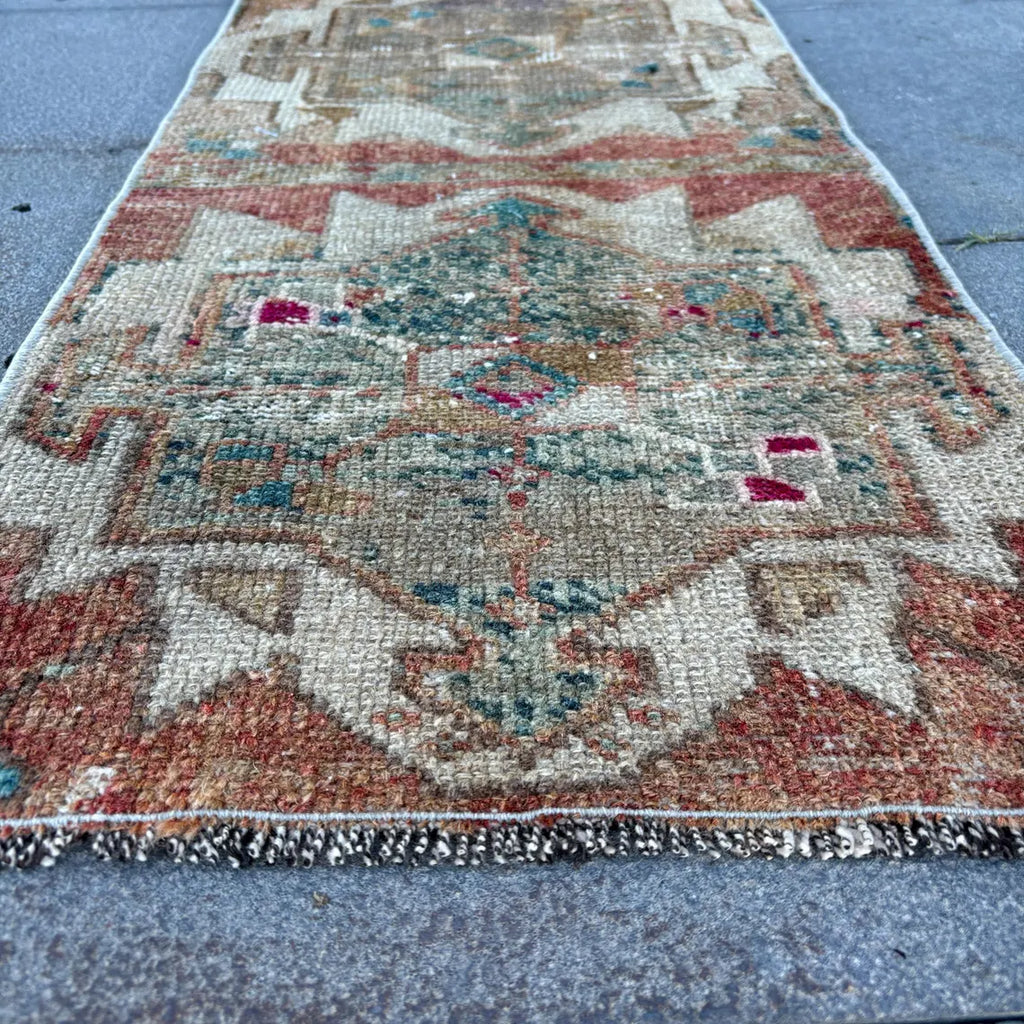 Vintage Turkish Mini Rug 1.3 x 2.6 ft