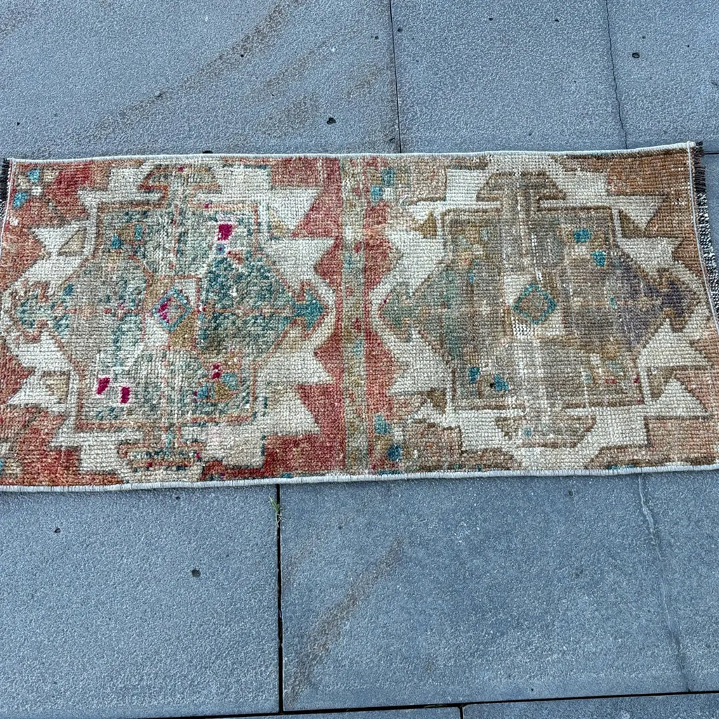 Vintage Turkish Mini Rug 1.3 x 2.6 ft