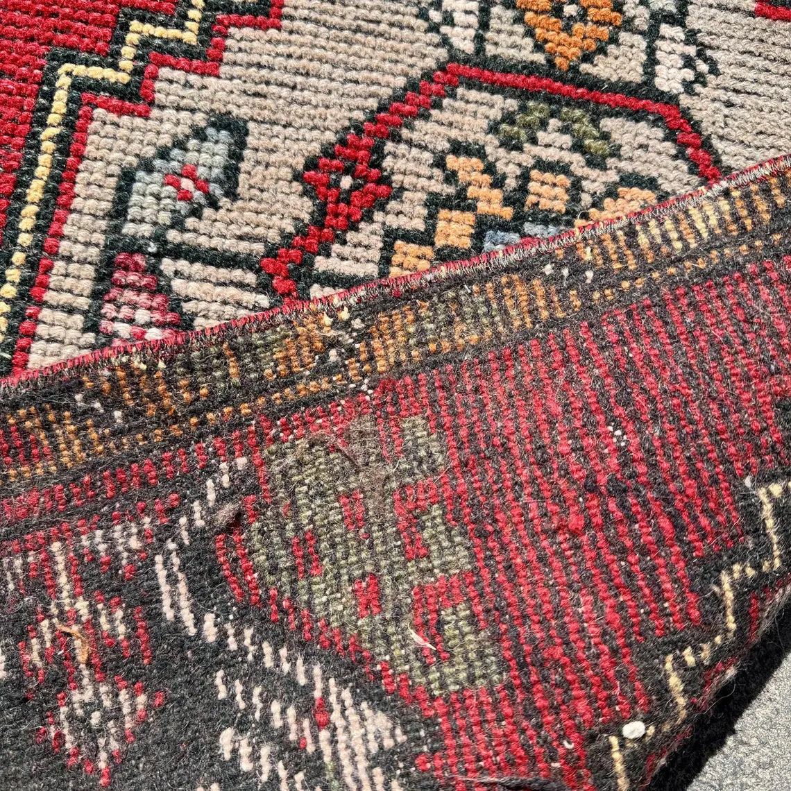 Vintage Turkish Mini Rug 1.6 x 3.1 ft