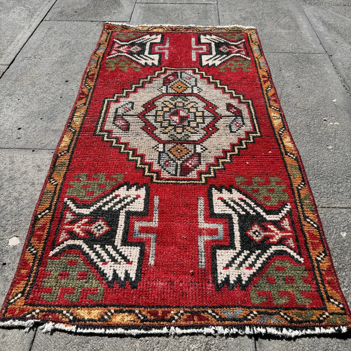 Vintage Turkish Mini Rug 1.6 x 3.1 ft