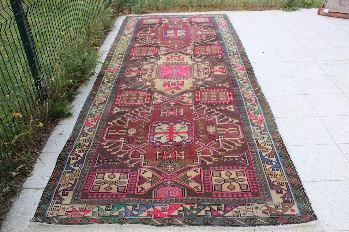 Vintage Persian Accent Area Rug 4.5 x 11.2 ft