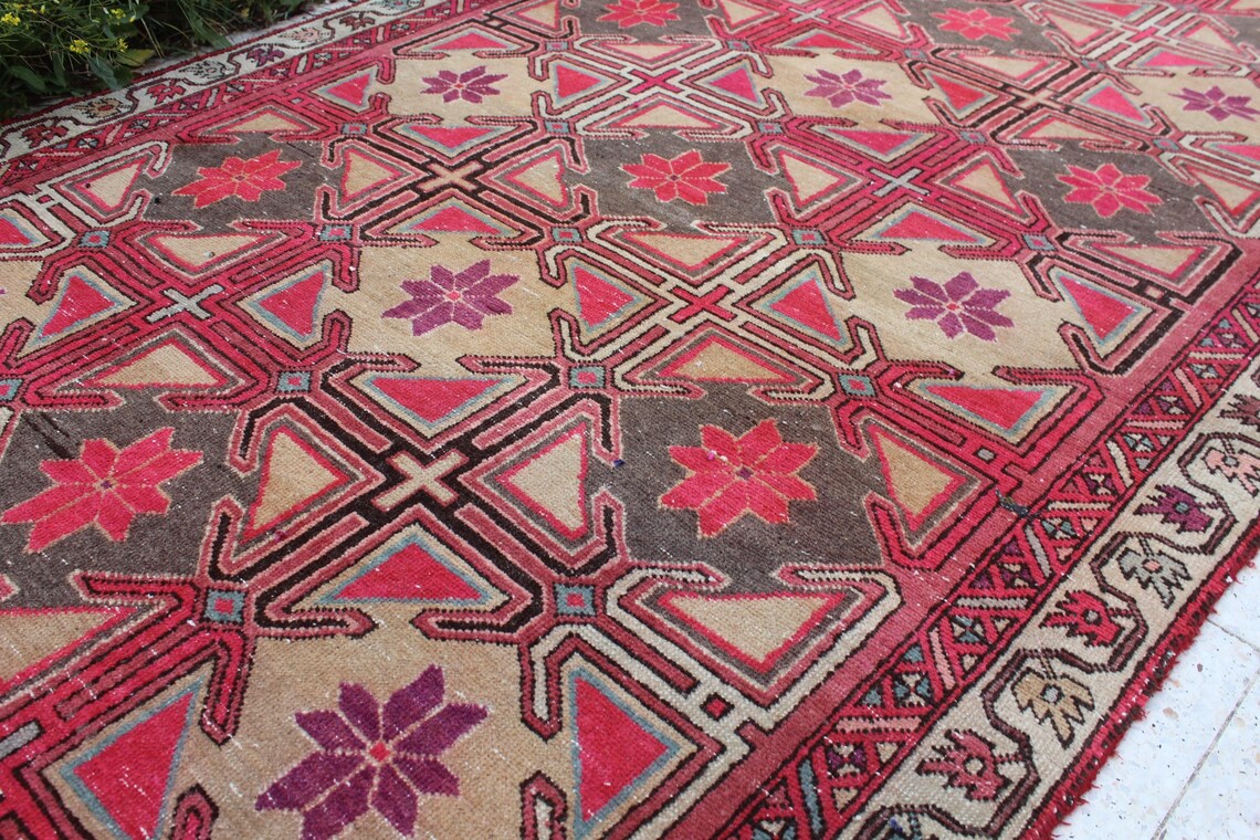 XL Vintage Persian Accent Area Rug 4.8 x 10.3 ft