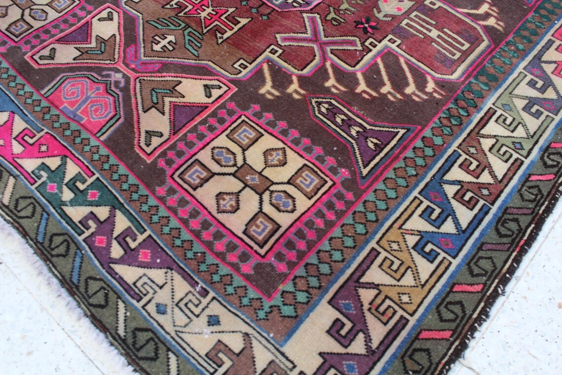 Vintage Persian Accent Area Rug 4.5 x 11.2 ft