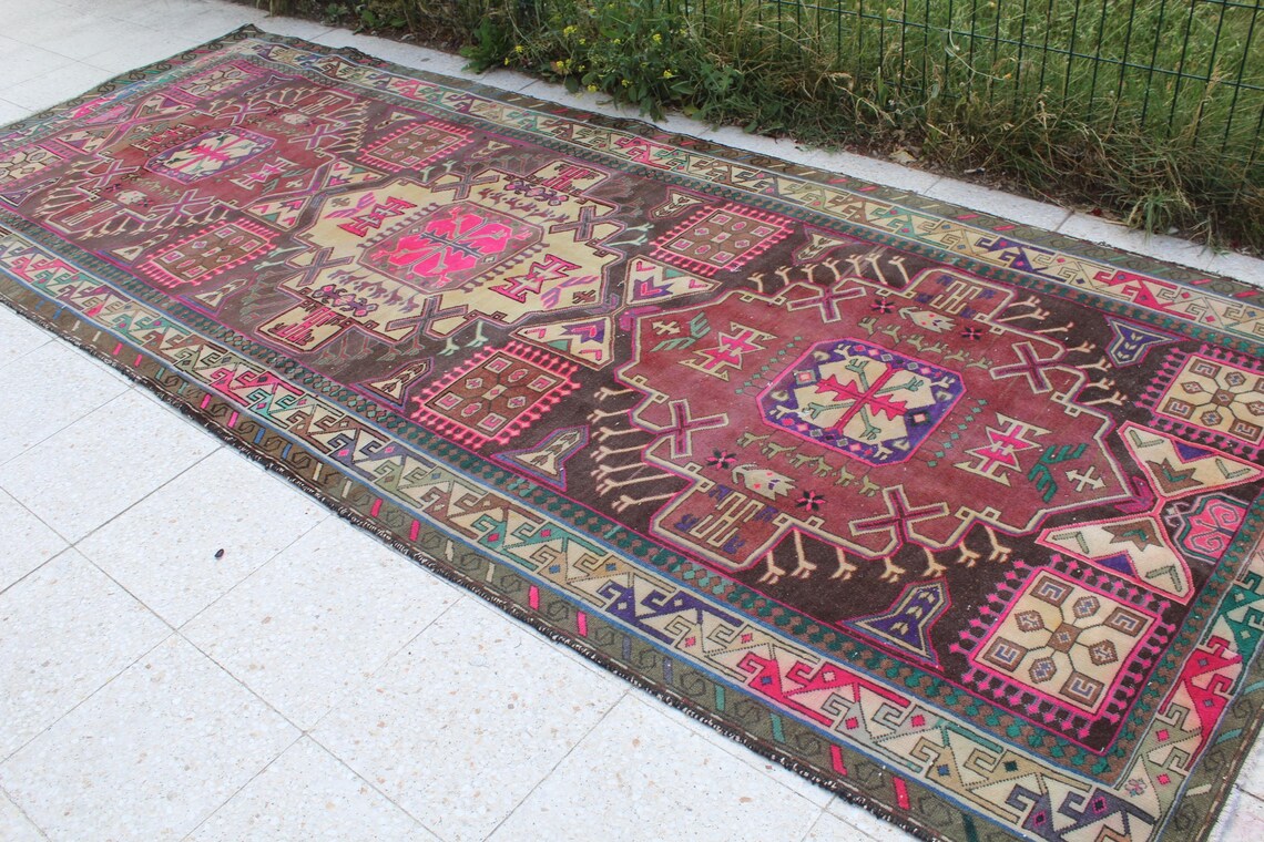 Vintage Persian Accent Area Rug 4.5 x 11.2 ft