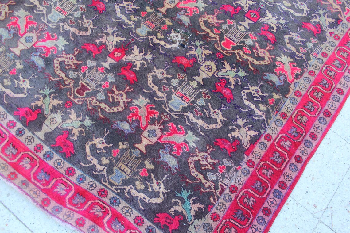XL Vintage Persian Accent Area Rug 5.3 x 9.6 ft