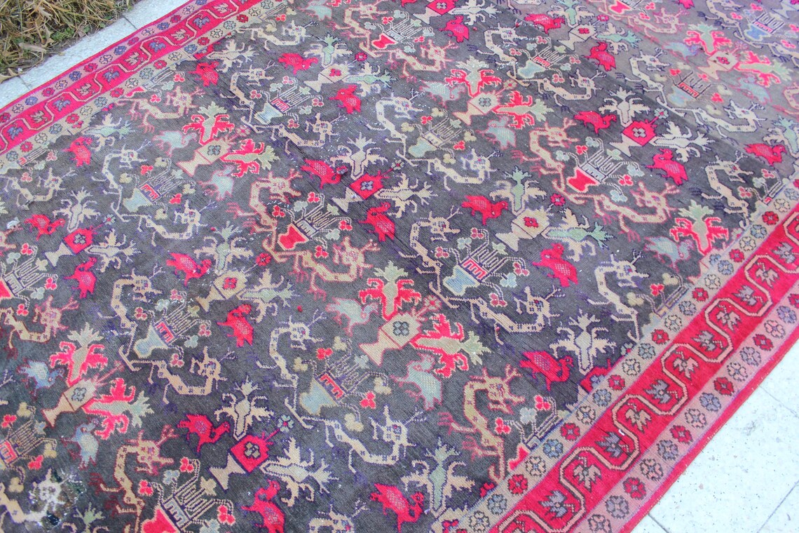 XL Vintage Persian Accent Area Rug 5.3 x 9.6 ft