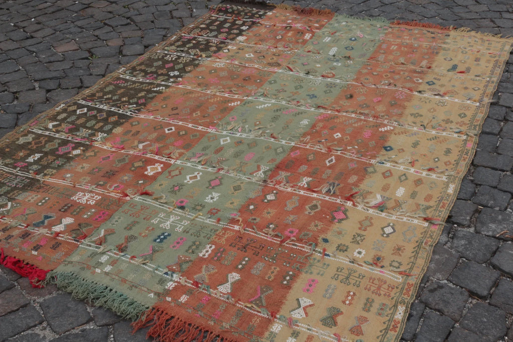 XL Vintage Kilim Accent Area Rug 6.2 x 9.1 ft