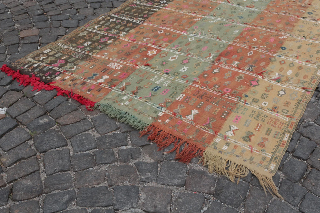XL Vintage Kilim Accent Area Rug 6.2 x 9.1 ft