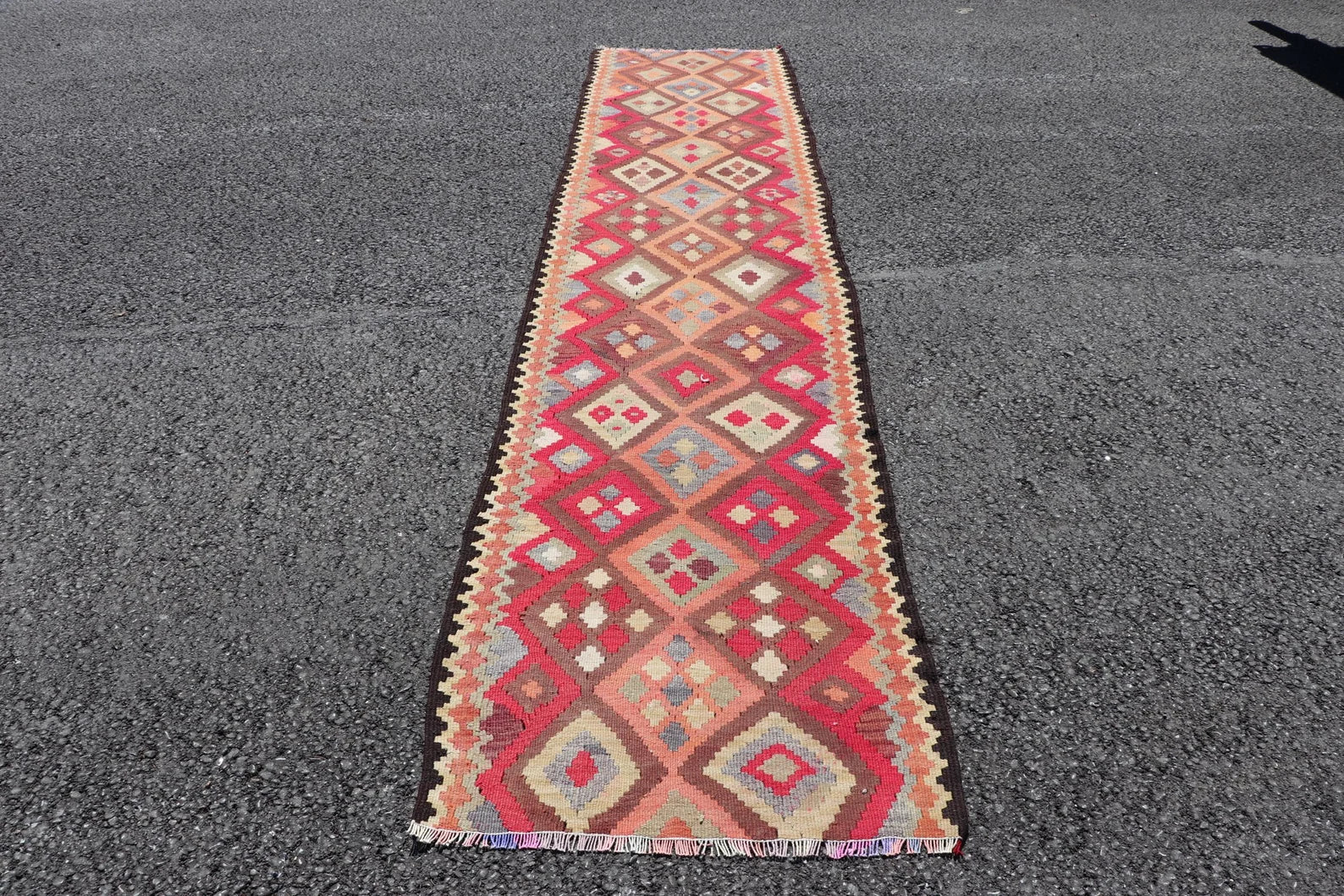 Vintage Turkish Runner rug 2.5 x 11.9 ft