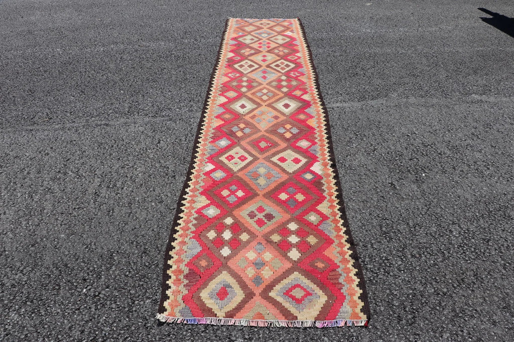 Vintage Turkish Runner rug 2.5 x 11.9 ft