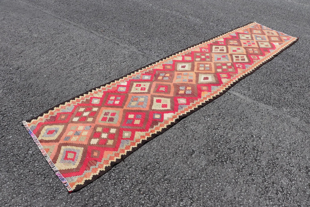 Vintage Turkish Runner rug 2.5 x 11.9 ft