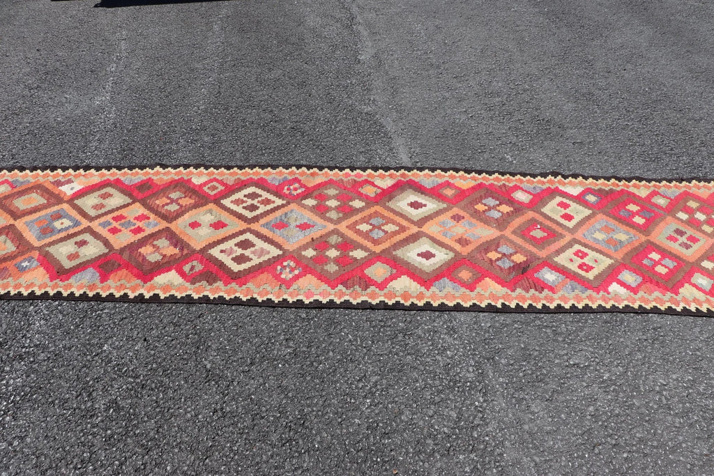 Vintage Turkish Runner rug 2.5 x 11.9 ft