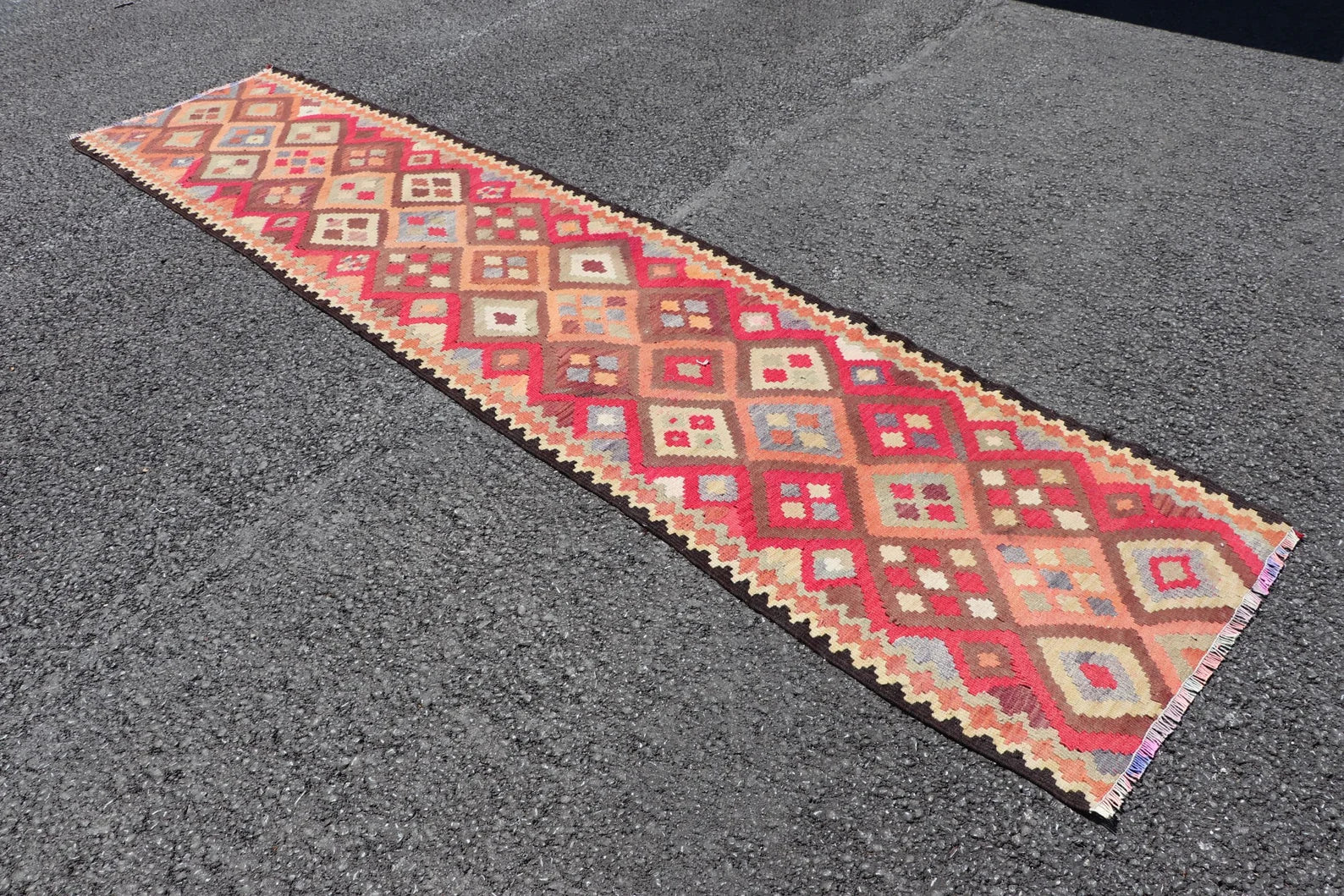 Vintage Turkish Runner rug 2.5 x 11.9 ft