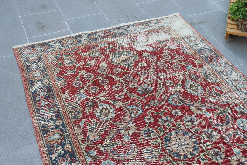 Vintage Persian Accent Area Rug 4.1 x 7 ft
