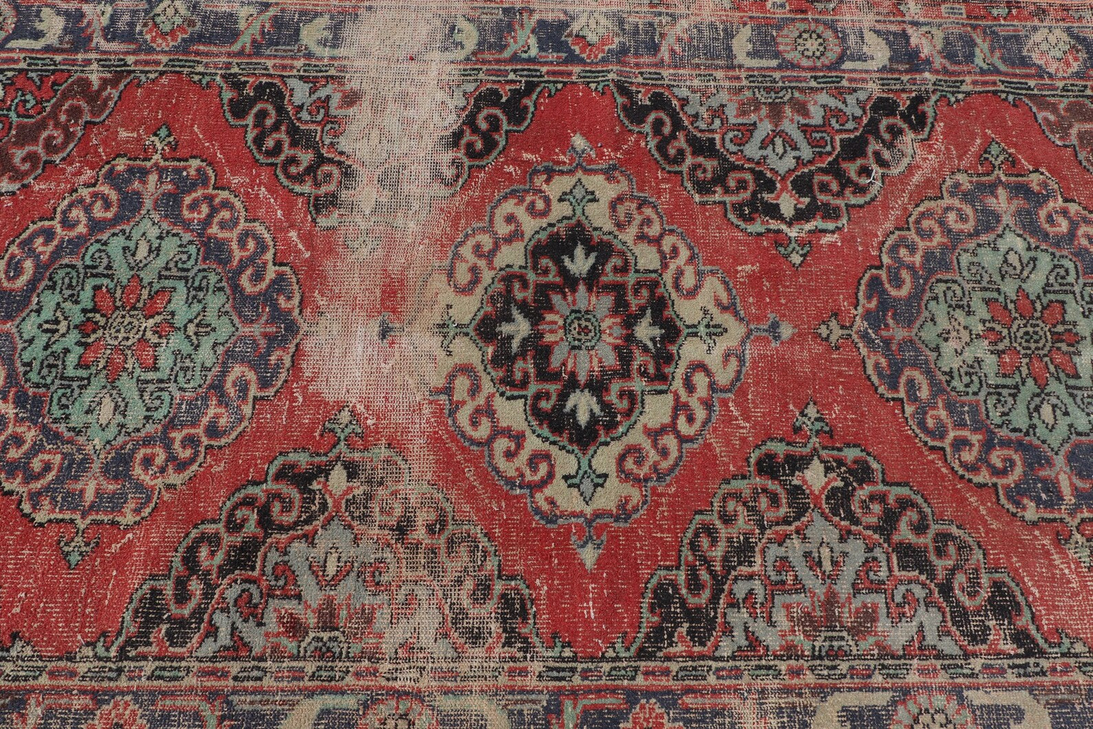 Vintage Turkish Accent Area rug 4.3 x 12.4 ft