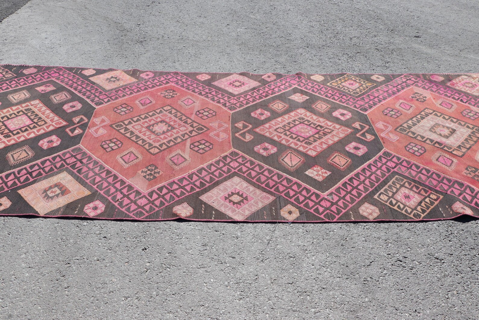 Vintage Turkish Accent Area rug 4.7 x 12 ft