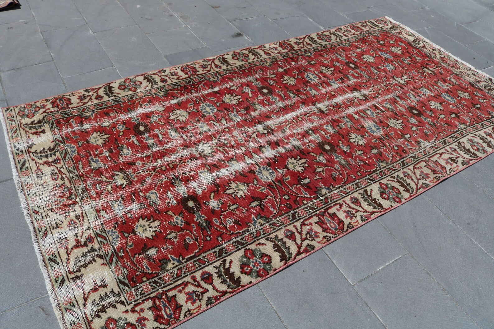 XL Vintage Turkish Accent Area Rug 4.6 x 9.2 ft