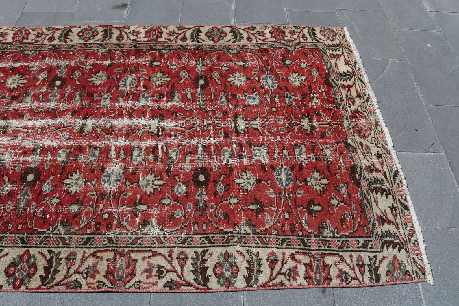 XL Vintage Turkish Accent Area Rug 4.6 x 9.2 ft