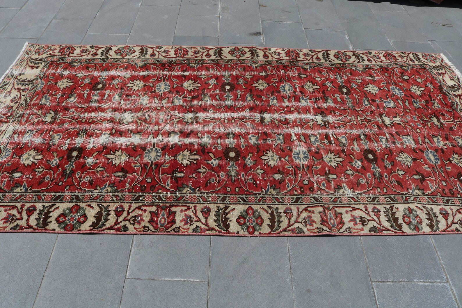 XL Vintage Turkish Accent Area Rug 4.6 x 9.2 ft