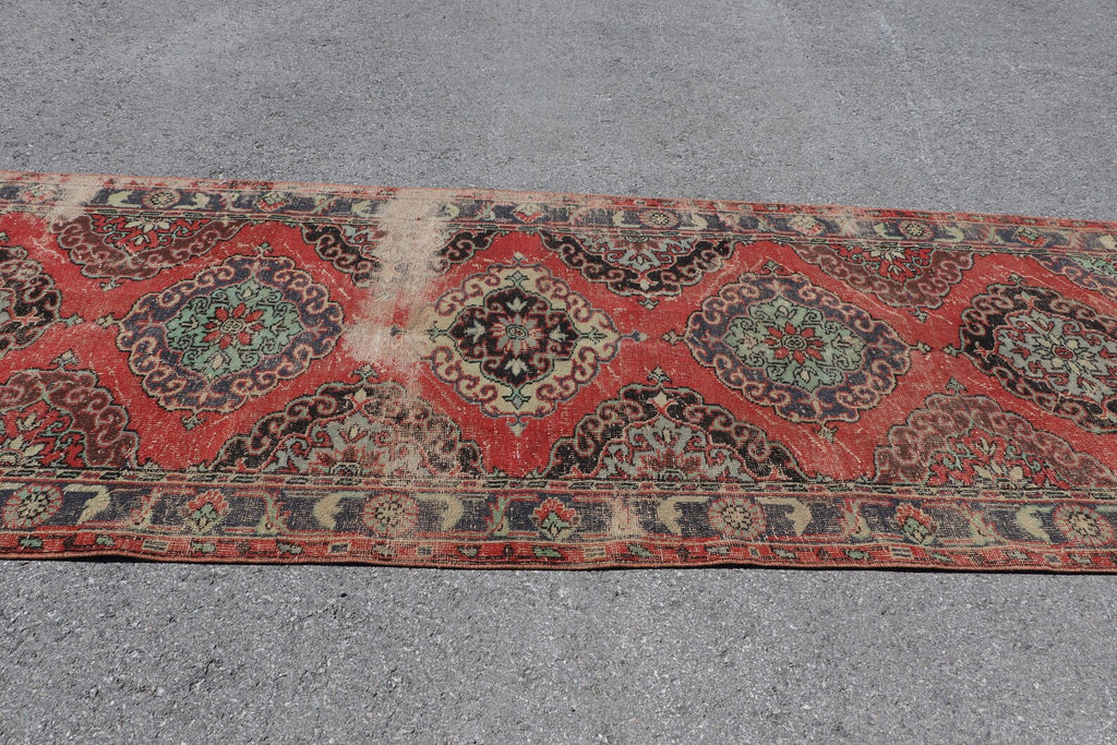 Vintage Turkish Accent Area rug 4.3 x 12.4 ft
