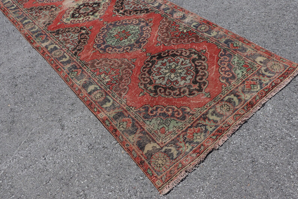 Vintage Turkish Accent Area rug 4.3 x 12.4 ft