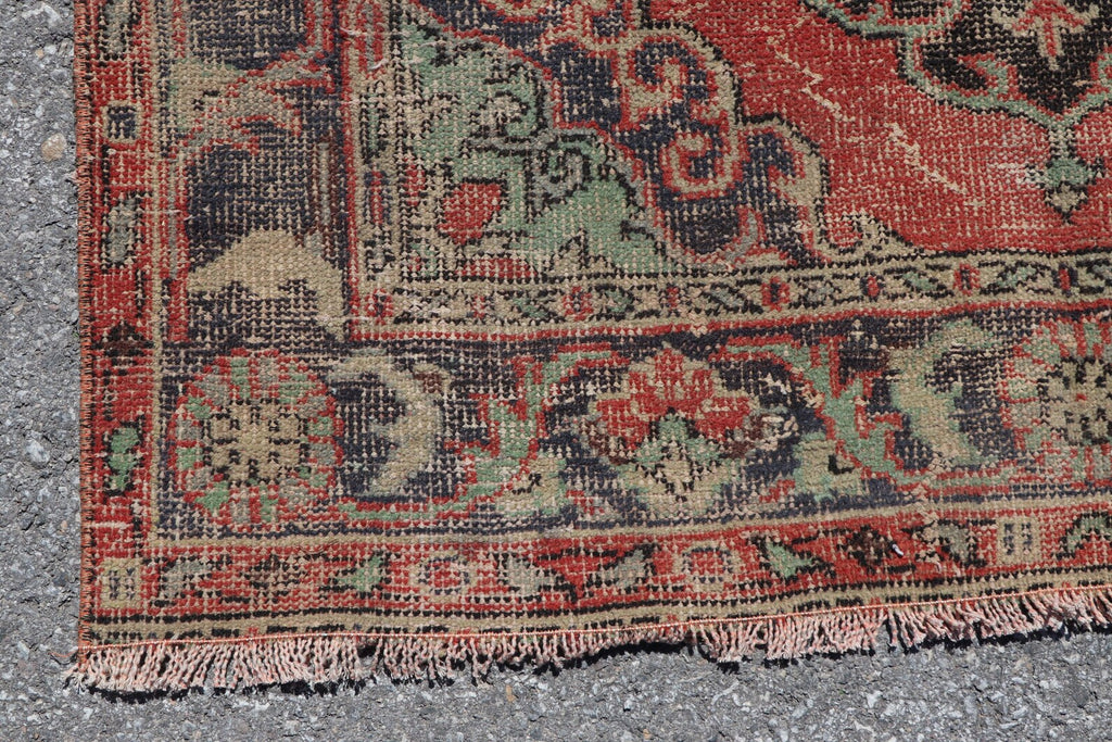 Vintage Turkish Accent Area rug 4.3 x 12.4 ft