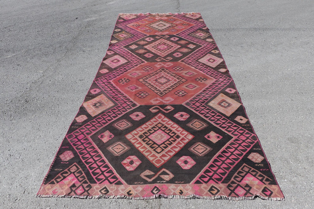 Vintage Turkish Accent Area rug 4.7 x 12 ft
