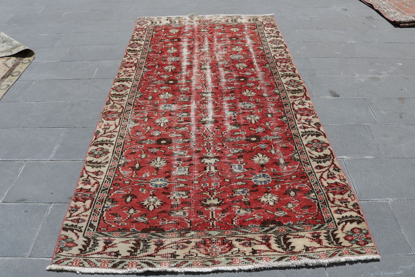 XL Vintage Turkish Accent Area Rug 4.6 x 9.2 ft