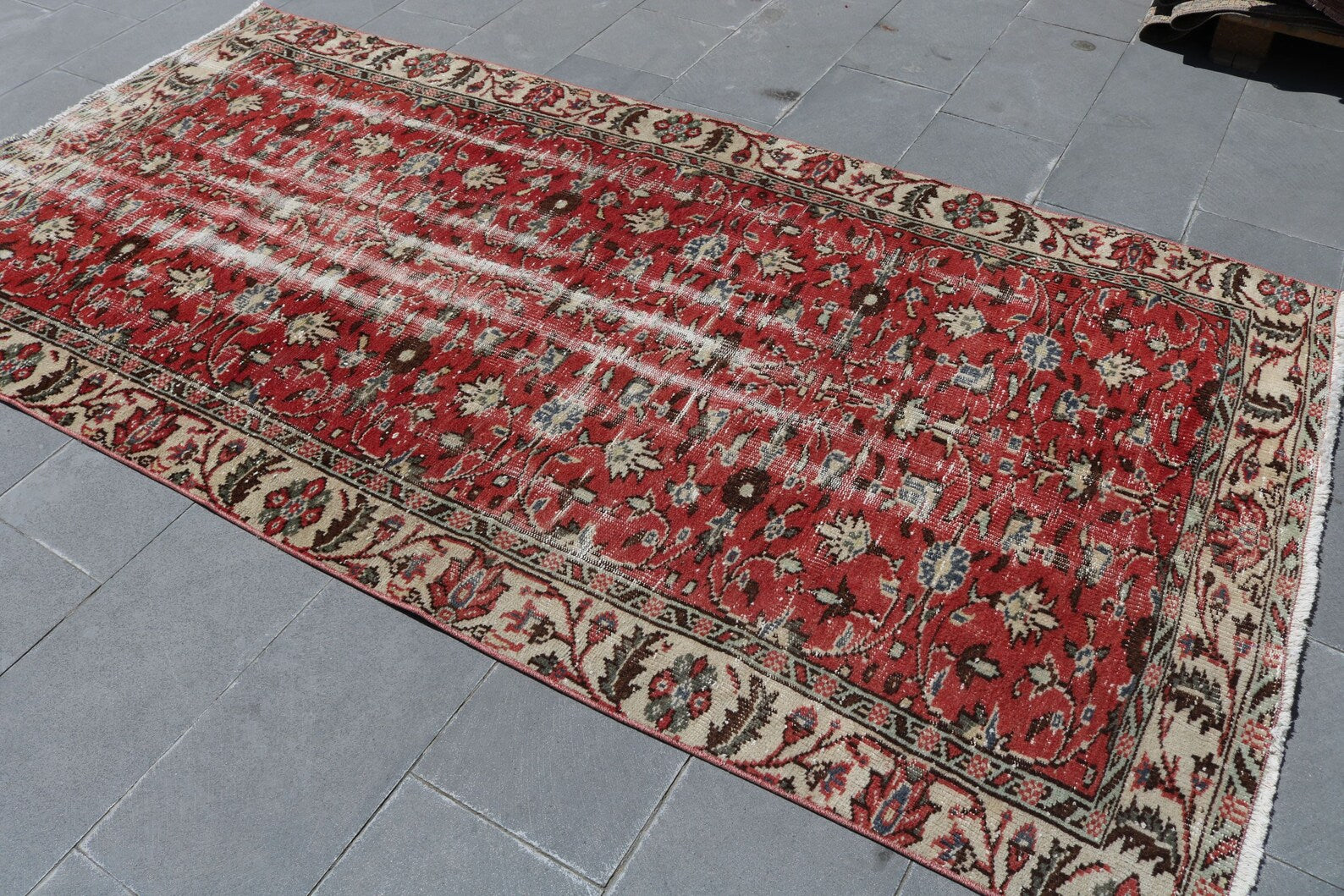 XL Vintage Turkish Accent Area Rug 4.6 x 9.2 ft