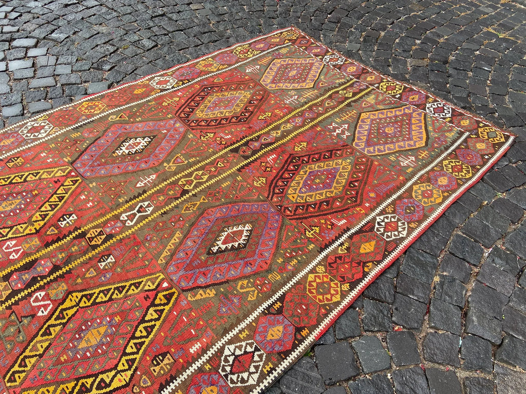 XL Vintage Kilim Accent Area Rug 5.1 x 12.6 ft