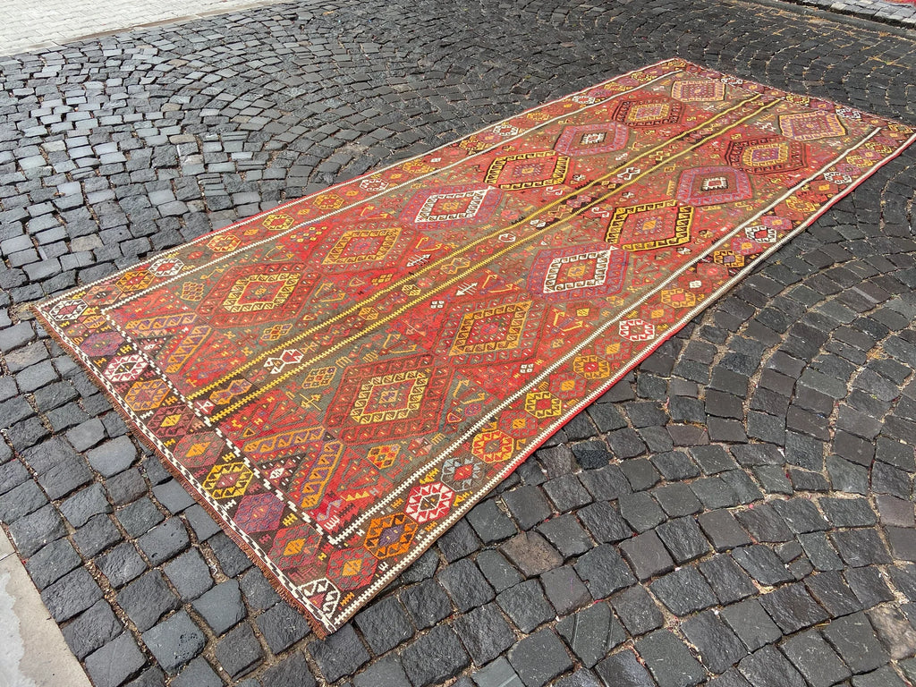 XL Vintage Kilim Accent Area Rug 5.1 x 12.6 ft