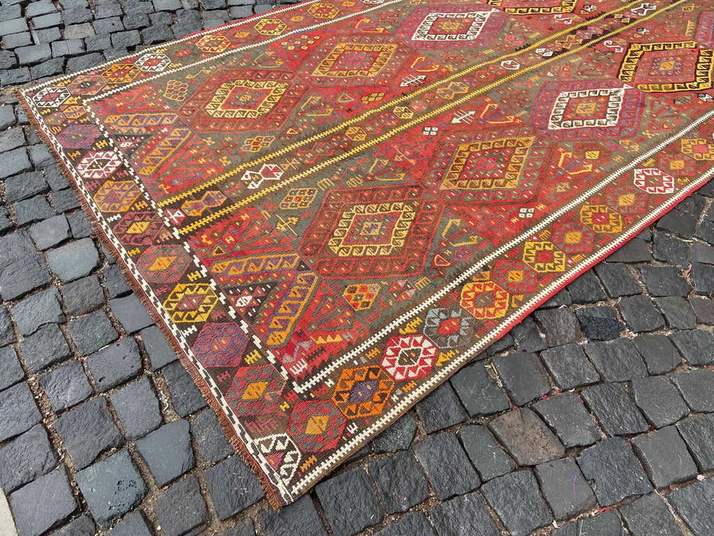 XL Vintage Kilim Accent Area Rug 5.1 x 12.6 ft