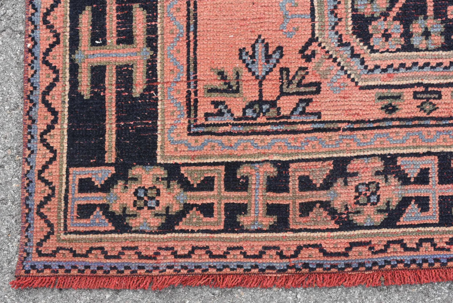 Vintage Turkish Accent Area rug 4.4 x 10.8 ft