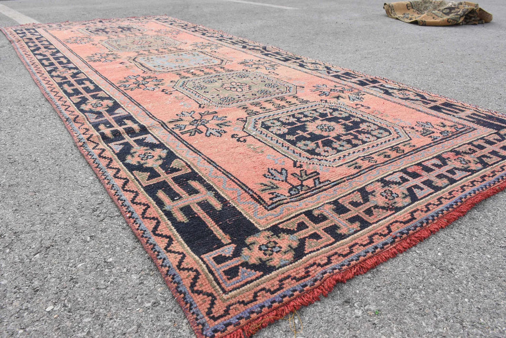 Vintage Turkish Accent Area rug 4.4 x 10.8 ft