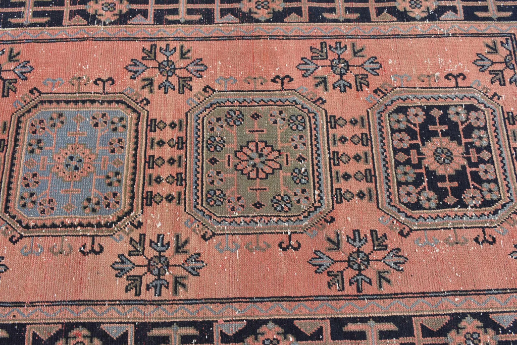 Vintage Turkish Accent Area rug 4.4 x 10.8 ft