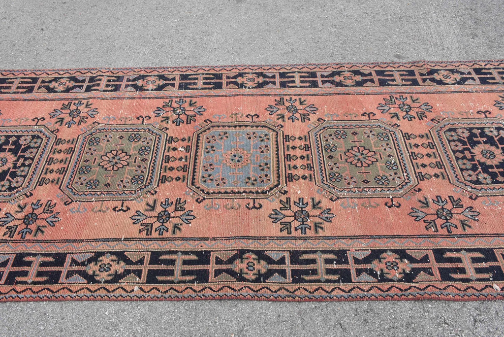 Vintage Turkish Accent Area rug 4.4 x 10.8 ft