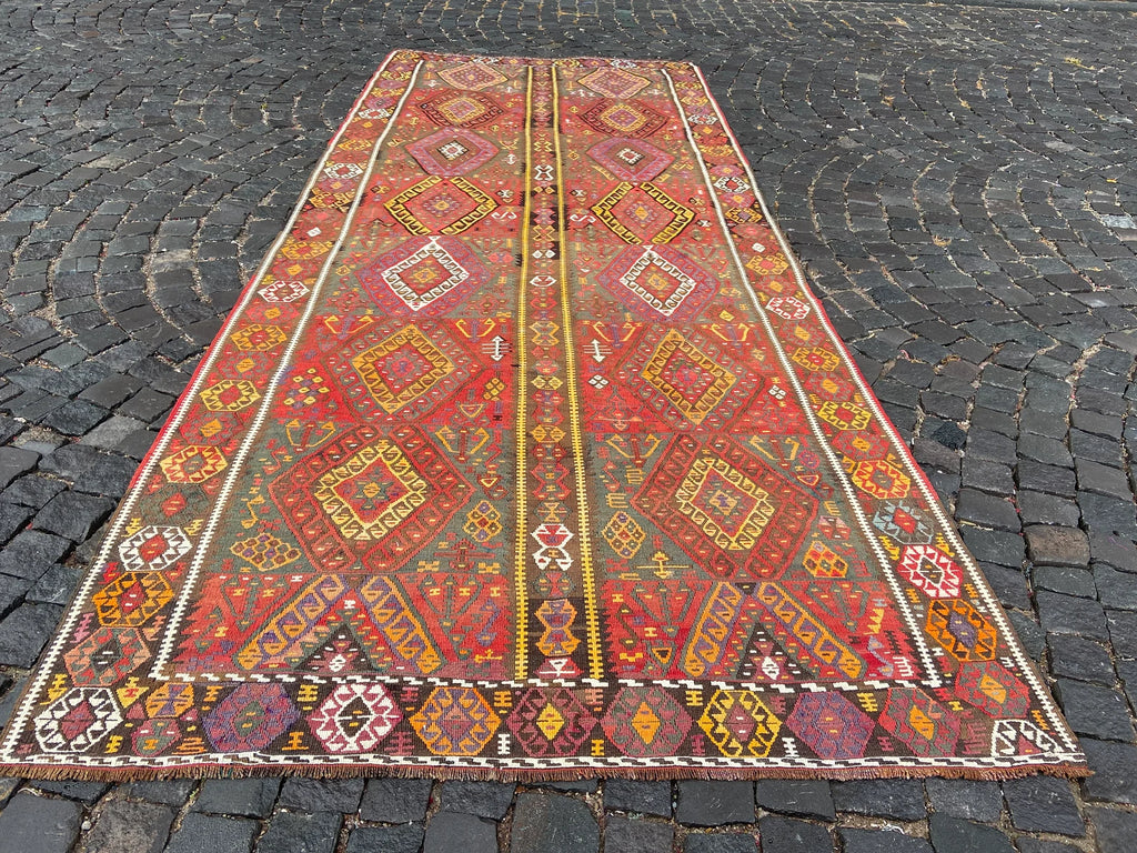 XL Vintage Kilim Accent Area Rug 5.1 x 12.6 ft