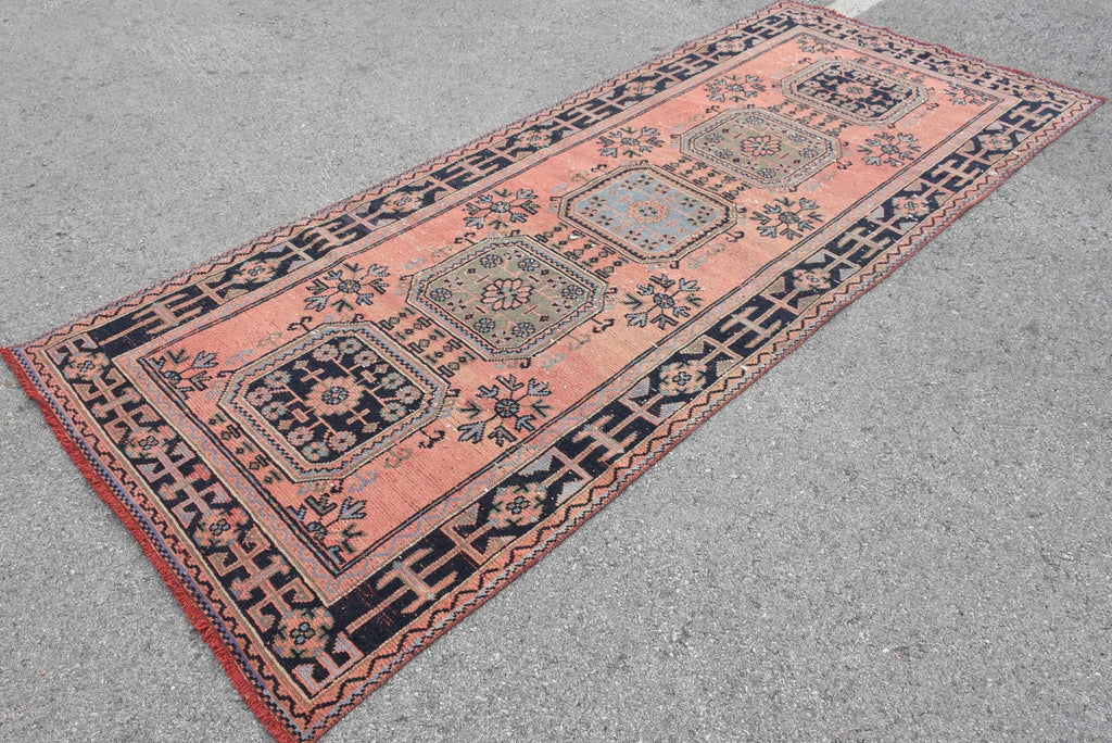 Vintage Turkish Accent Area rug 4.4 x 10.8 ft