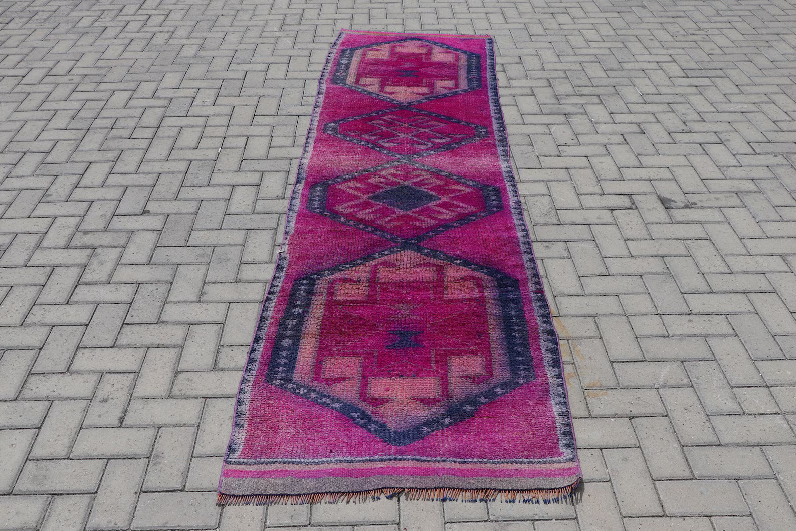 Vintage Turkish Runner Rug 2.9 x 10.3 ft