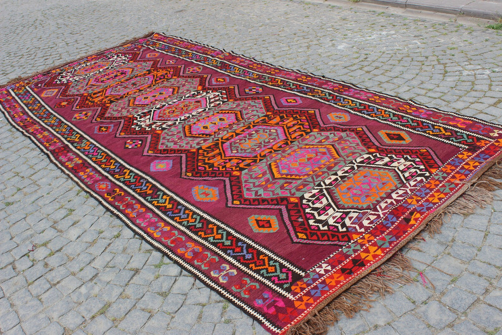 XL Vintage Turkish Accent Area Rug 6.9 x 12.9 ft