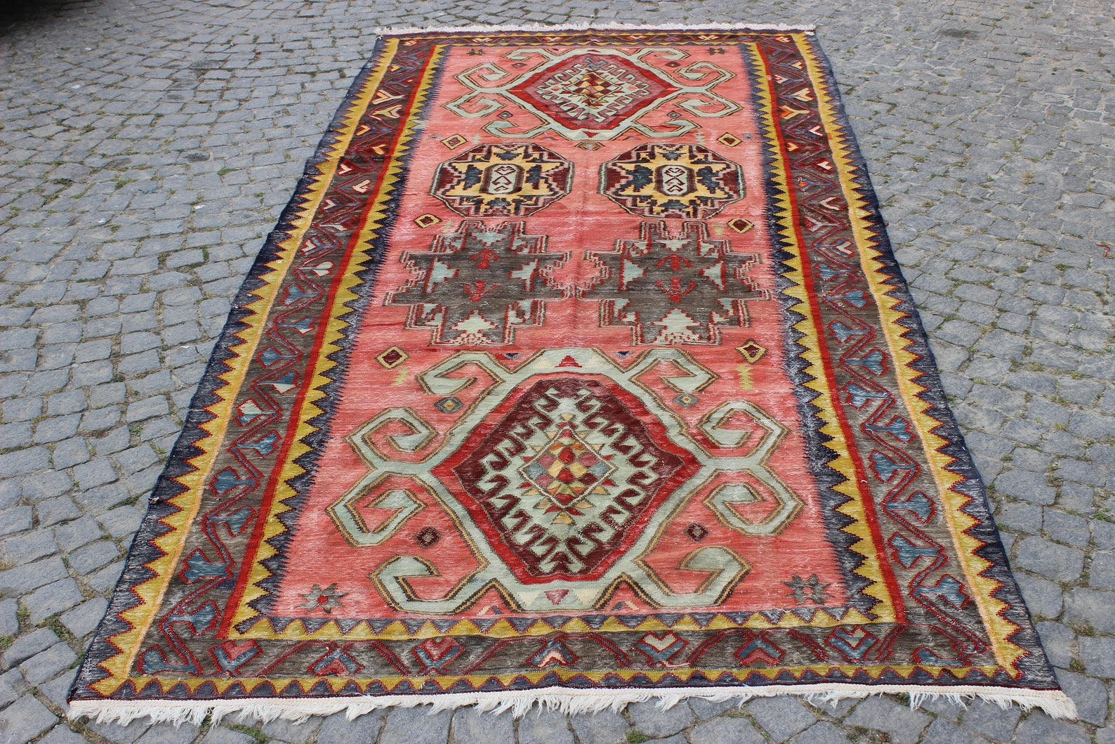 XL Vintage Turkish Accent Area Rug 5.2 x 11 ft