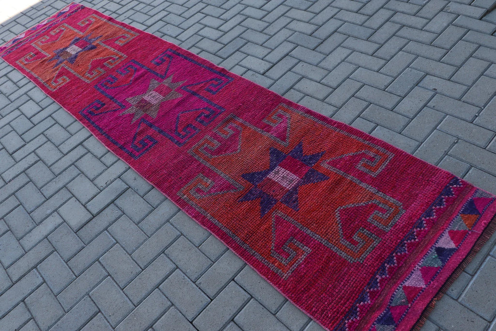 Vintage Turkish Runner rug 2.5 x 11.3 ft