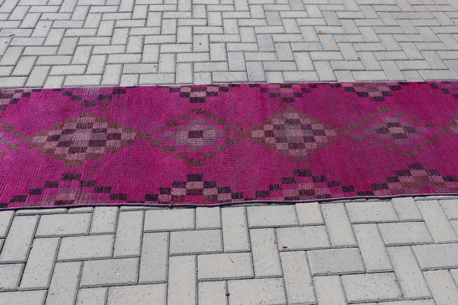 Vintage Turkish Runner Rug 2.6 x 9.8 ft