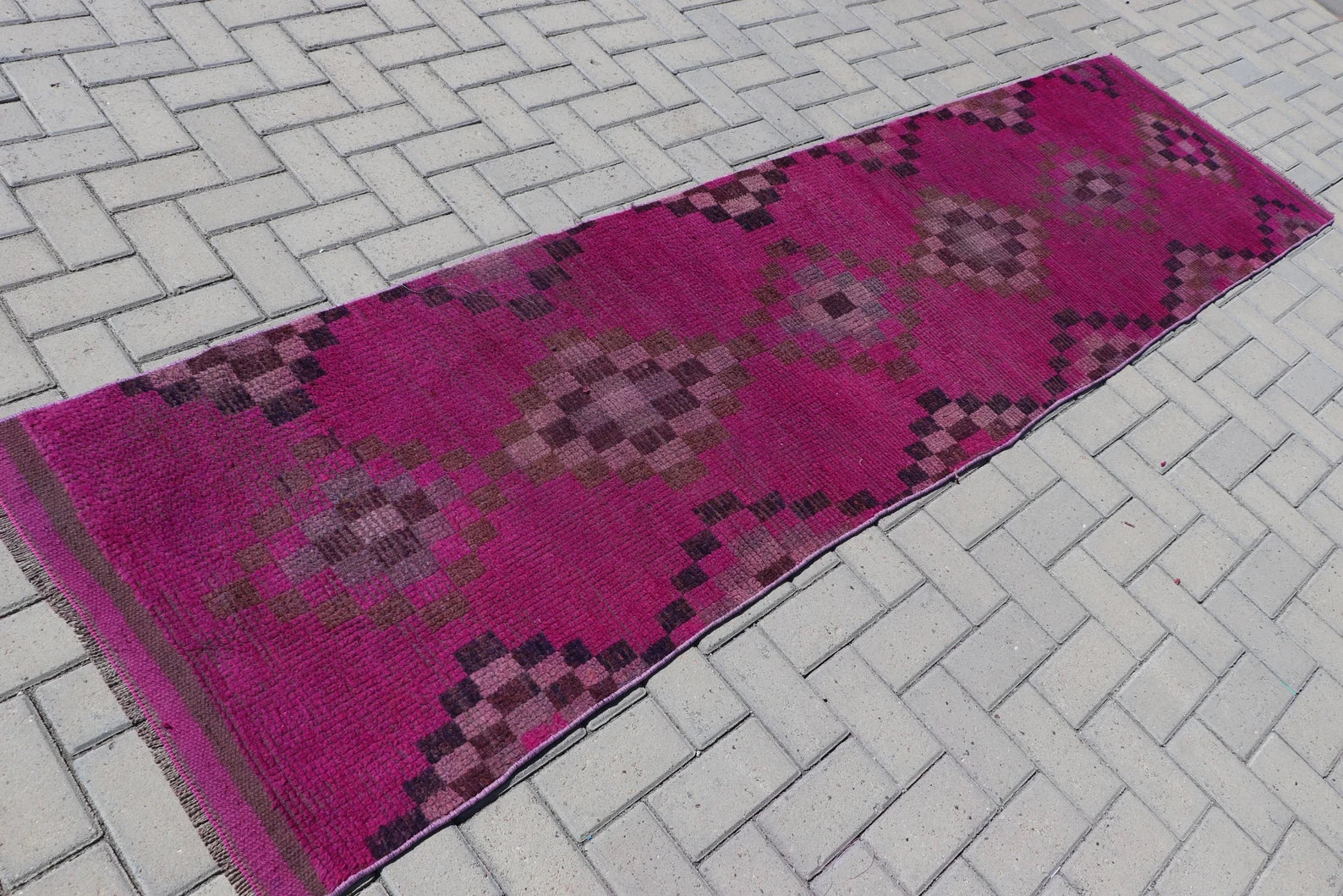 Vintage Turkish Runner Rug 2.6 x 9.8 ft