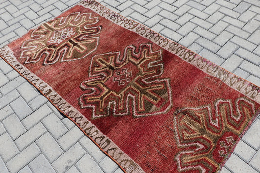 Vintage Turkish Accent Area rug 3.4 x 6.4 ft