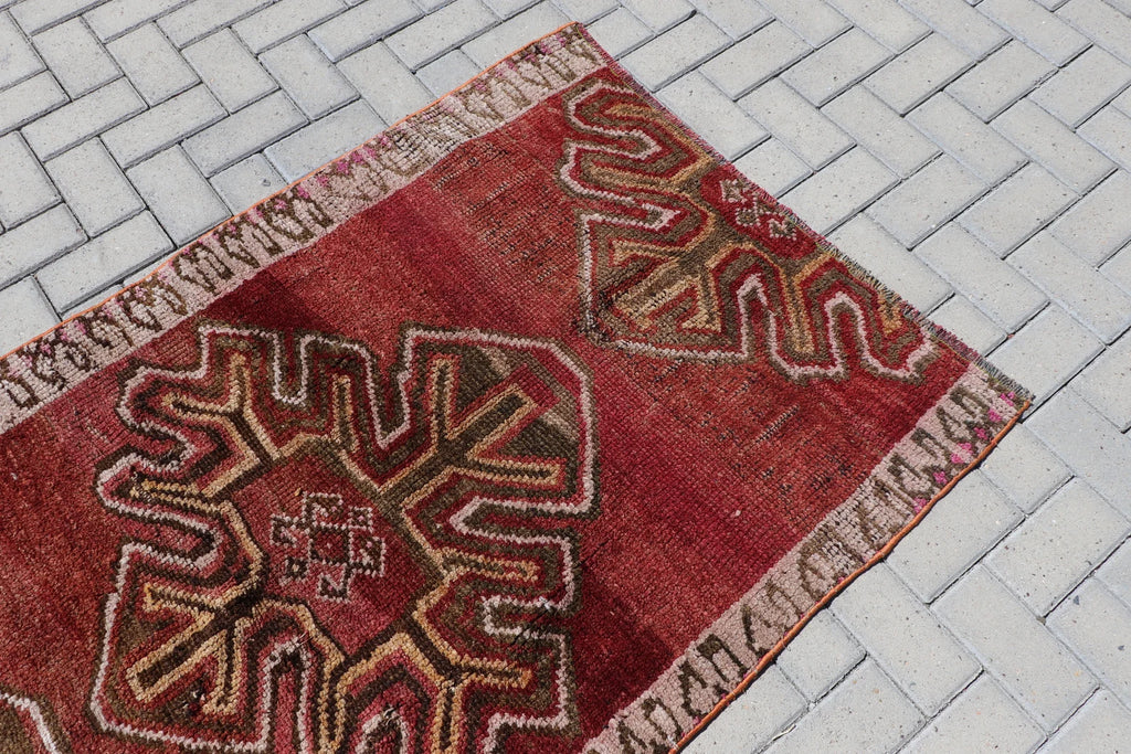 Vintage Turkish Accent Area rug 3.4 x 6.4 ft