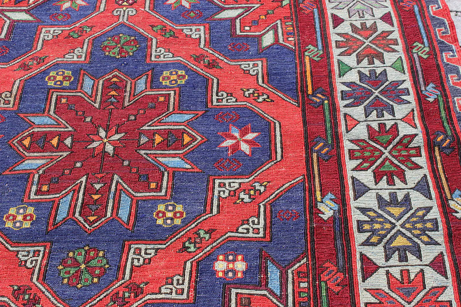 XL Vintage Soumak Accent Area Rug 7 x 12.9 ft