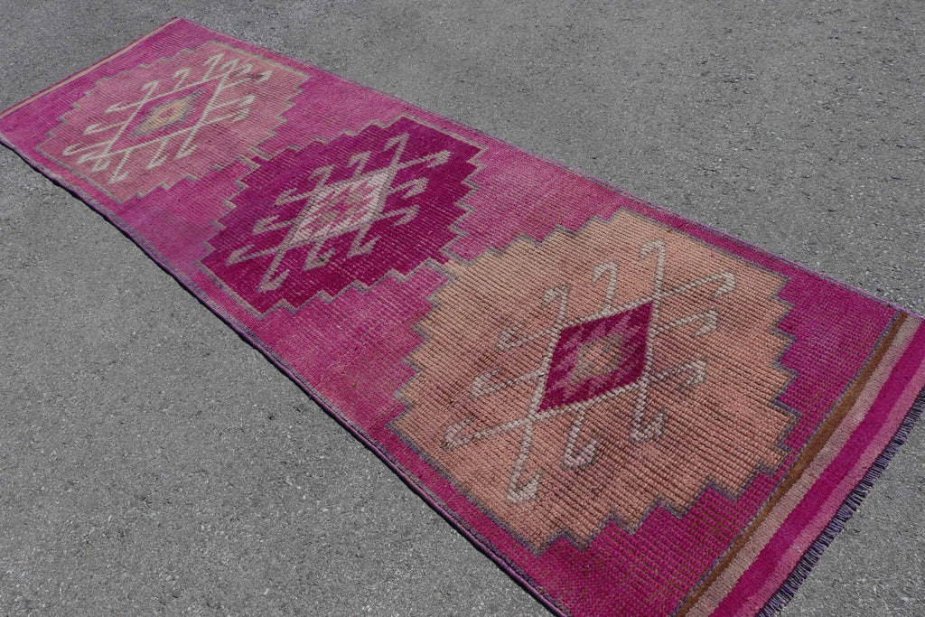 Vintage Turkish Runner rug 3.1 x 10.6 ft