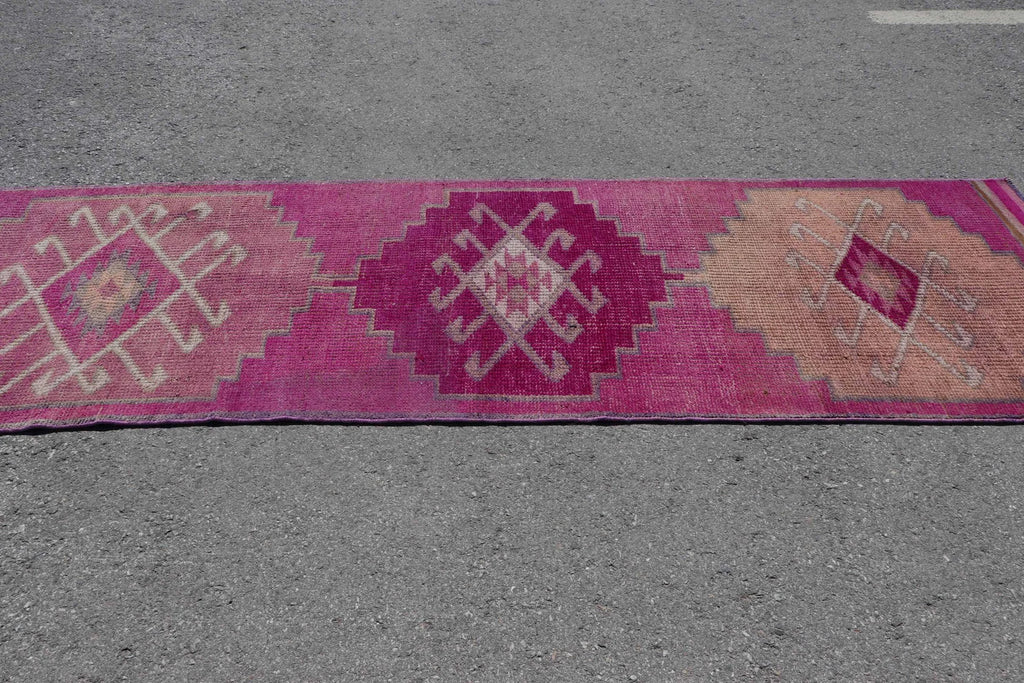 Vintage Turkish Runner rug 3.1 x 10.6 ft