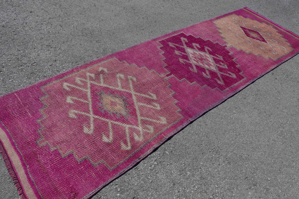 Vintage Turkish Runner rug 3.1 x 10.6 ft